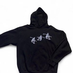 Black Skeleton Print Hoodie